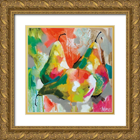Sunlit Pears Gold Ornate Wood Framed Art Print with Double Matting by Brooks, Amanda J.