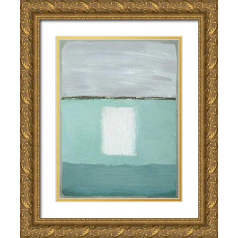 Azure Blue II Gold Ornate Wood Framed Art Print with Double Matting by Gold, Caroline