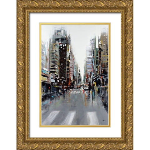 La Ville Gold Ornate Wood Framed Art Print with Double Matting by Kadmiri, Aziz