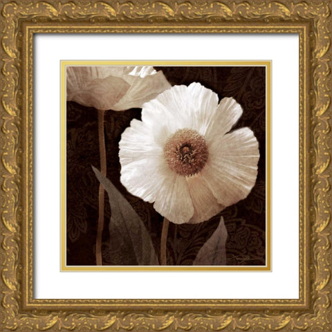 Paisley Poppy II Gold Ornate Wood Framed Art Print with Double Matting by Mallett, Keith