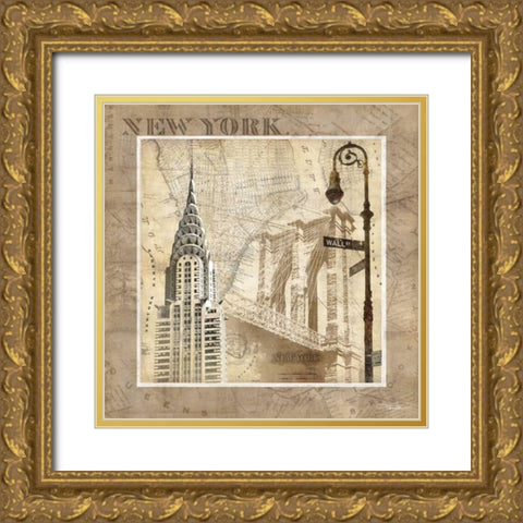 New York Serenade Gold Ornate Wood Framed Art Print with Double Matting by Mallett, Keith