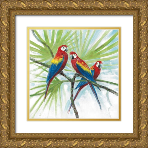 Parrots Gold Ornate Wood Framed Art Print with Double Matting by Fisk, Arnie