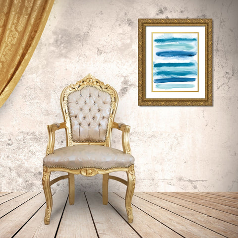Waves II Gold Ornate Wood Framed Art Print with Double Matting by Vindedzis, Rita
