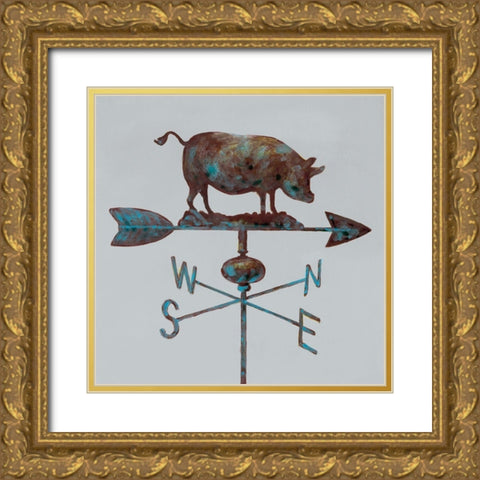 Rural Relic Pig Gold Ornate Wood Framed Art Print with Double Matting by Fisk, Arnie