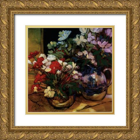 Bouquet for Two Gold Ornate Wood Framed Art Print with Double Matting by Craig, Philip