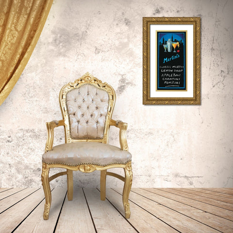 Martinis Gold Ornate Wood Framed Art Print with Double Matting by Rafuse, Will