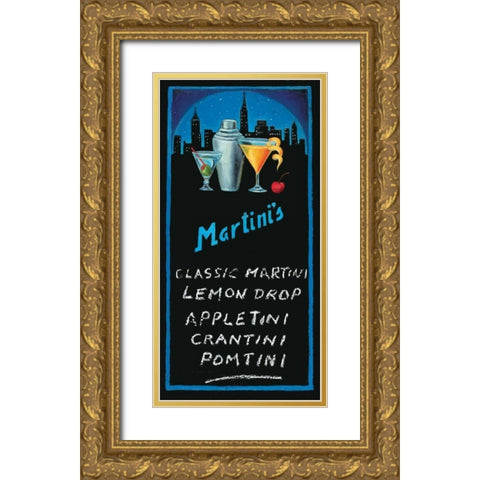 Martinis Gold Ornate Wood Framed Art Print with Double Matting by Rafuse, Will