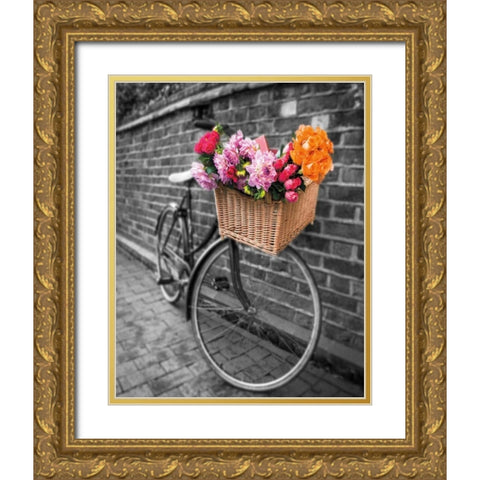 Basket of Flowers II Gold Ornate Wood Framed Art Print with Double Matting by Frank, Assaf