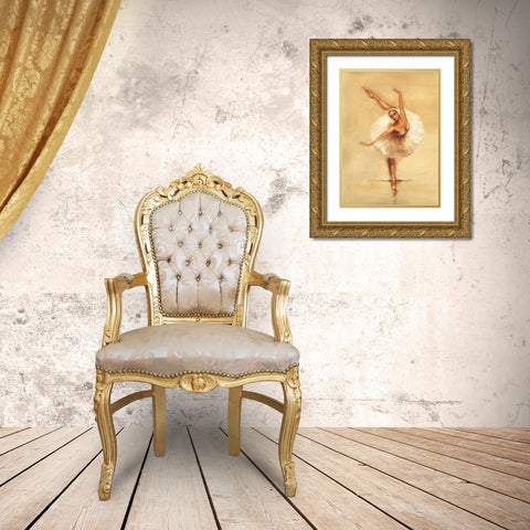 Ballerina I Gold Ornate Wood Framed Art Print with Double Matting by Gold, Caroline