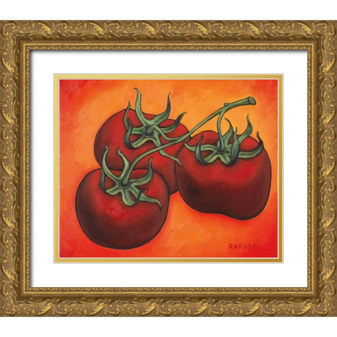 Three Tomatoes Gold Ornate Wood Framed Art Print with Double Matting by Rafuse, Will