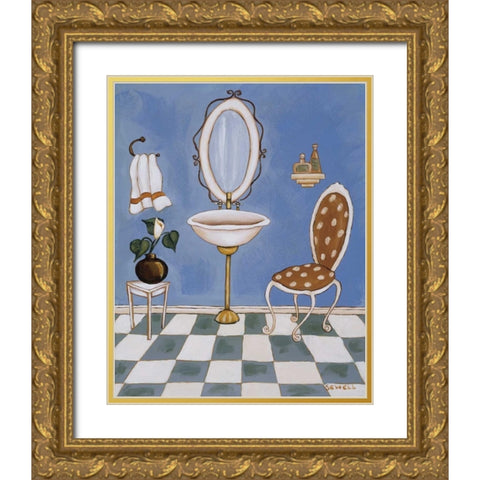 Blue Mood I Gold Ornate Wood Framed Art Print with Double Matting by Sewell, Krista