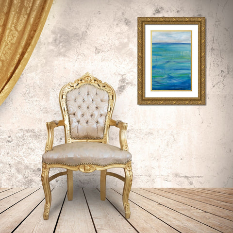 Deep Blue III Gold Ornate Wood Framed Art Print with Double Matting by Eider, Georgia