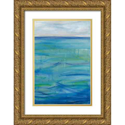 Deep Blue III Gold Ornate Wood Framed Art Print with Double Matting by Eider, Georgia