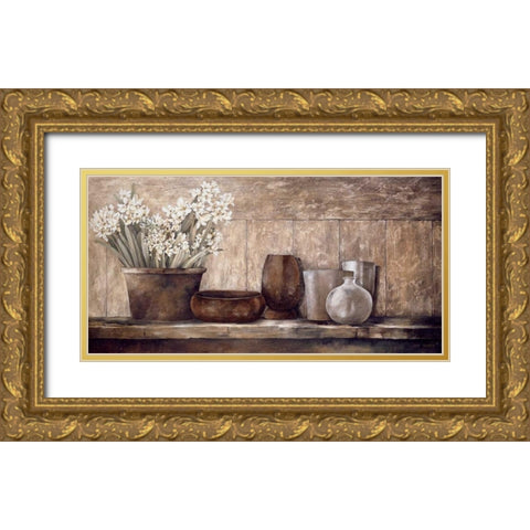 Hyacinth on a Sideboard Gold Ornate Wood Framed Art Print with Double Matting by Thompson, Linda