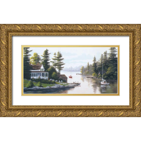 Cottage Country Gold Ornate Wood Framed Art Print with Double Matting by Saunders, Bill