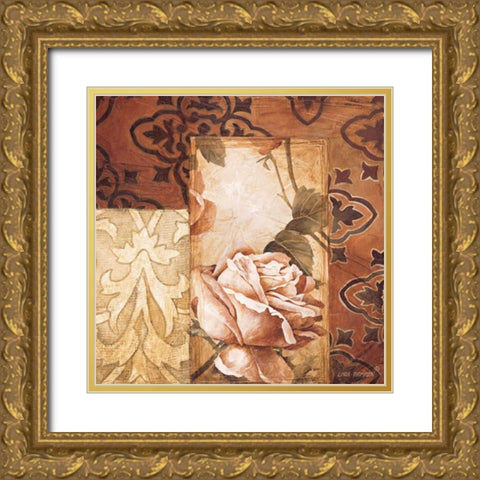 Linen Roses I Gold Ornate Wood Framed Art Print with Double Matting by Thompson, Linda