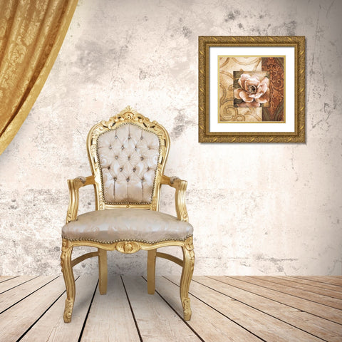 Linen Roses II Gold Ornate Wood Framed Art Print with Double Matting by Thompson, Linda