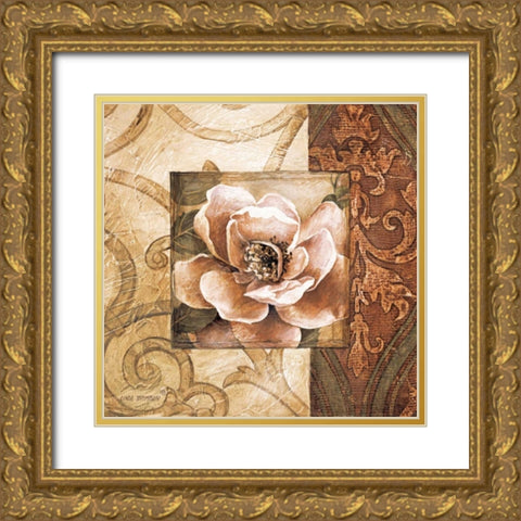 Linen Roses II Gold Ornate Wood Framed Art Print with Double Matting by Thompson, Linda