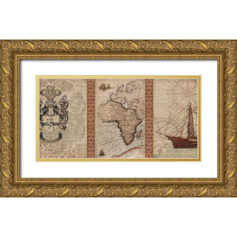 Voyage to Discovery I Gold Ornate Wood Framed Art Print with Double Matting by Amori