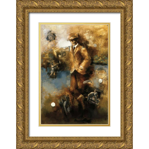 At The Club Gold Ornate Wood Framed Art Print with Double Matting by Azim, Roya