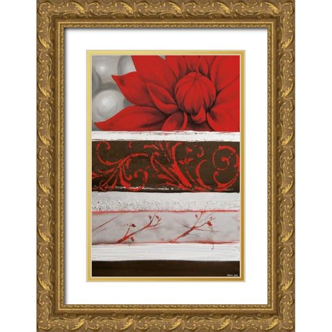 Sumptuous Red Gold Ornate Wood Framed Art Print with Double Matting by Copley, Jasmin Zara