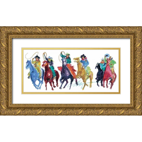 The Gangs All Here Gold Ornate Wood Framed Art Print with Double Matting by Fell, Carrie