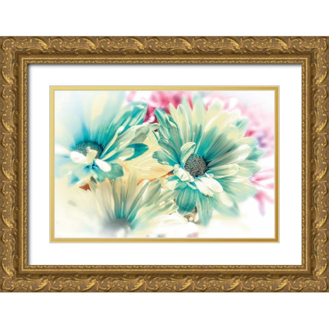 Colored Stars Gold Ornate Wood Framed Art Print with Double Matting by Marie, Dina