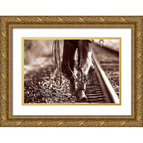 Walking Gold Ornate Wood Framed Art Print with Double Matting by OMara, James