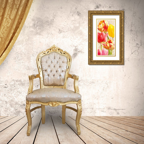 Glowing Tulips I Gold Ornate Wood Framed Art Print with Double Matting by Pahl, Janel