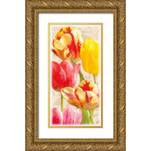 Glowing Tulips I Gold Ornate Wood Framed Art Print with Double Matting by Pahl, Janel