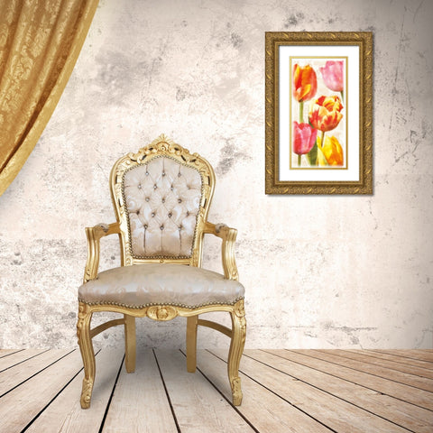 Glowing Tulips II Gold Ornate Wood Framed Art Print with Double Matting by Pahl, Janel