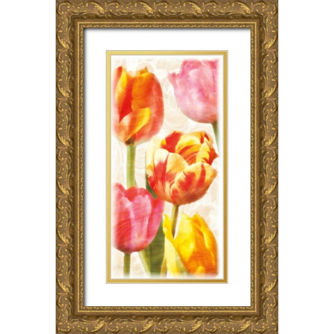 Glowing Tulips II Gold Ornate Wood Framed Art Print with Double Matting by Pahl, Janel