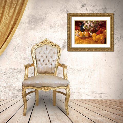 Still Life and Pears Gold Ornate Wood Framed Art Print with Double Matting by Craig, Philip