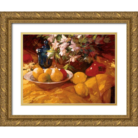 Still Life and Pears Gold Ornate Wood Framed Art Print with Double Matting by Craig, Philip