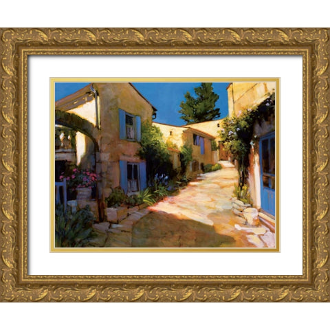 Village in Provence Gold Ornate Wood Framed Art Print with Double Matting by Craig, Philip
