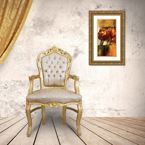 Floral Radiance I Gold Ornate Wood Framed Art Print with Double Matting by Thompson, Linda