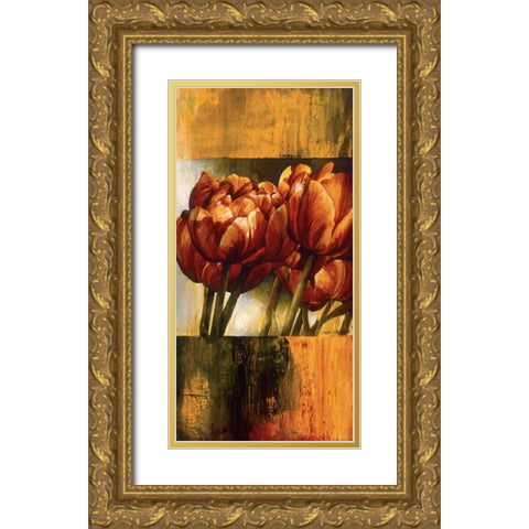 Floral Radiance I Gold Ornate Wood Framed Art Print with Double Matting by Thompson, Linda