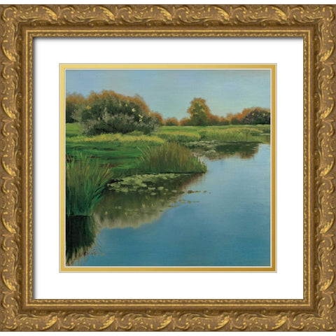 Yellow Sky and Reflection Gold Ornate Wood Framed Art Print with Double Matting by Peterson, Julie
