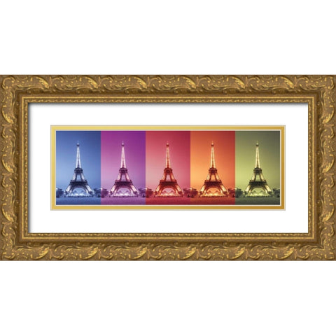 Paris Colors Gold Ornate Wood Framed Art Print with Double Matting by Frank, Assaf