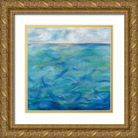 Deep Blue Gold Ornate Wood Framed Art Print with Double Matting by Eider, Georgia