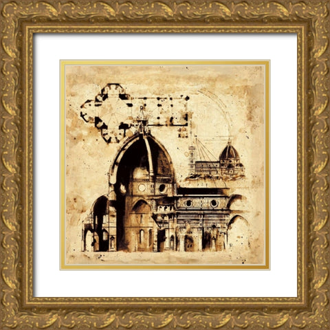 Architectorum No. 1 Gold Ornate Wood Framed Art Print with Double Matting by Panossian, Paul