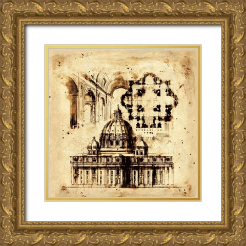 Architectorum No. 3 Gold Ornate Wood Framed Art Print with Double Matting by Panossian, Paul