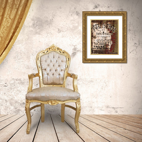 Positivity Gold Ornate Wood Framed Art Print with Double Matting by Sanchez, Luis