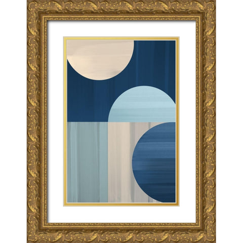 Abstract Blue IV Gold Ornate Wood Framed Art Print with Double Matting by Artic Frame Studio