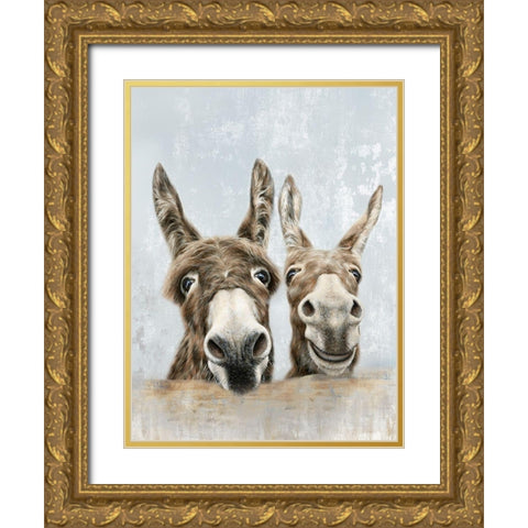 The Donkeys  Gold Ornate Wood Framed Art Print with Double Matting by Perejogina, Dina