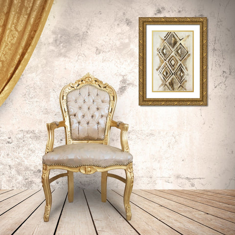 African Diamonds Gold Ornate Wood Framed Art Print with Double Matting by Watts, Eva