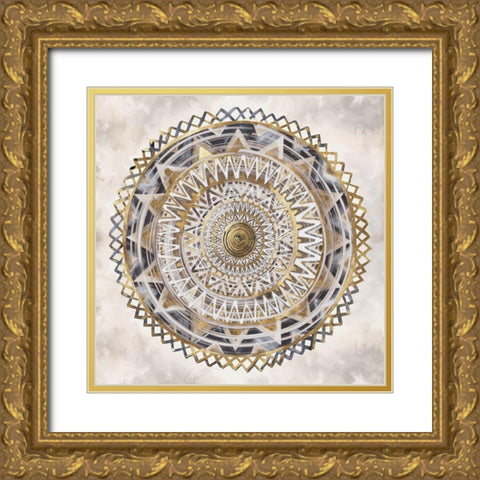 Golden Medallion Gold Ornate Wood Framed Art Print with Double Matting by Watts, Eva