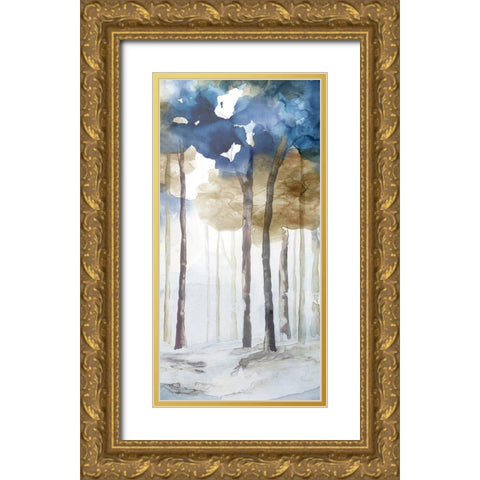 In the Blue Forest III Gold Ornate Wood Framed Art Print with Double Matting by Watts, Eva