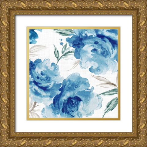 Imogen II Indigo Version Gold Ornate Wood Framed Art Print with Double Matting by Watts, Eva