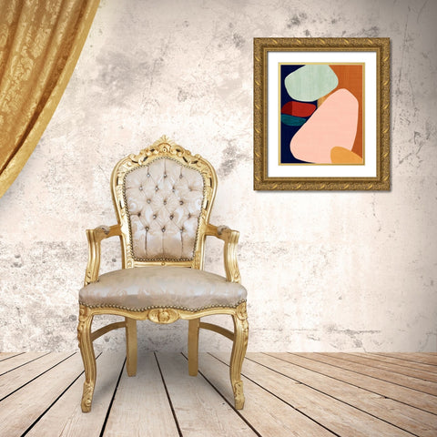 Stacking Pebbles II Gold Ornate Wood Framed Art Print with Double Matting by Watts, Eva